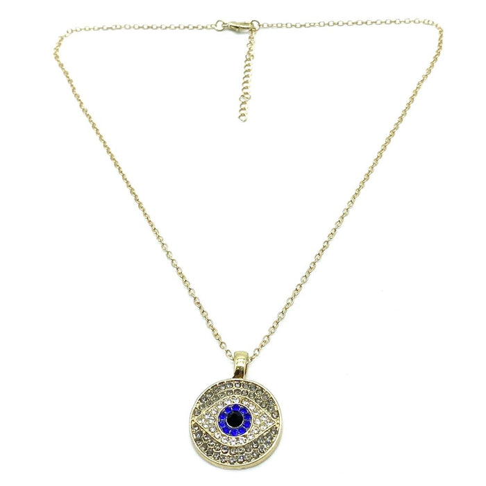 Crystal Evil Eye Gold Plated Necklace Cute Protection Choker Adjustable Jewelry