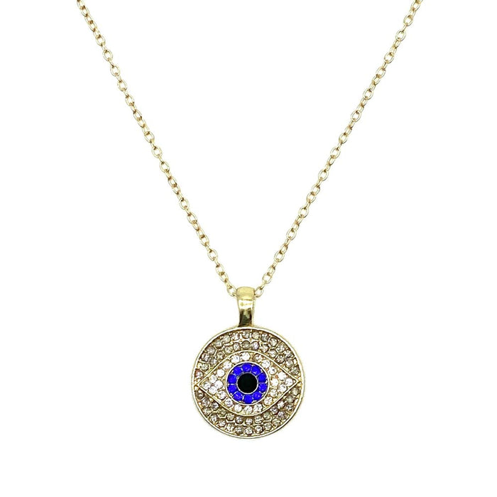 Crystal Evil Eye Gold Plated Necklace Cute Protection Choker Adjustable Jewelry