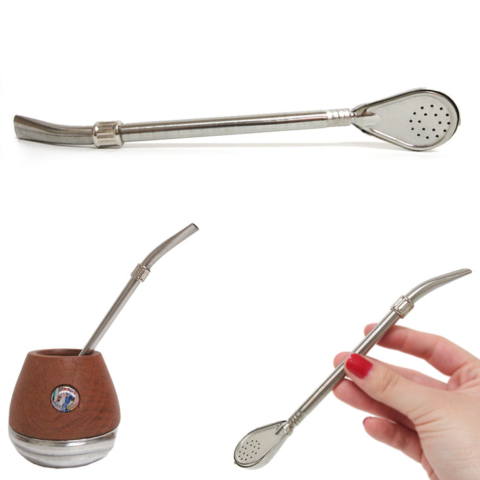 Stainless Steel Yerba Mate Bombilla Filtered Straw w/ Removable Spoon Filter M15