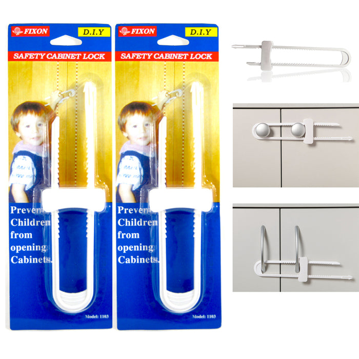 2 Pack Baby U Shape Safety Cabinet Locks Child Proof Drawer Door Fridge Plastic