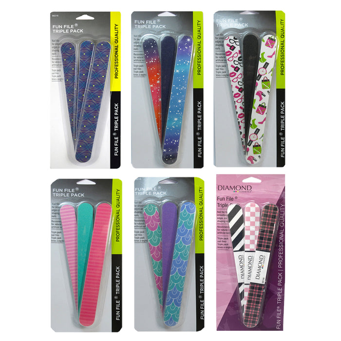 12 Lot Double Sided Professional Nail Files Emery Board Manicure Tool Home Salon
