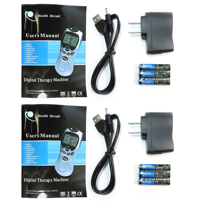 2 Mini Electric Tens Unit Digital Massager Pulse Therapy Machine Kit Pain Relief
