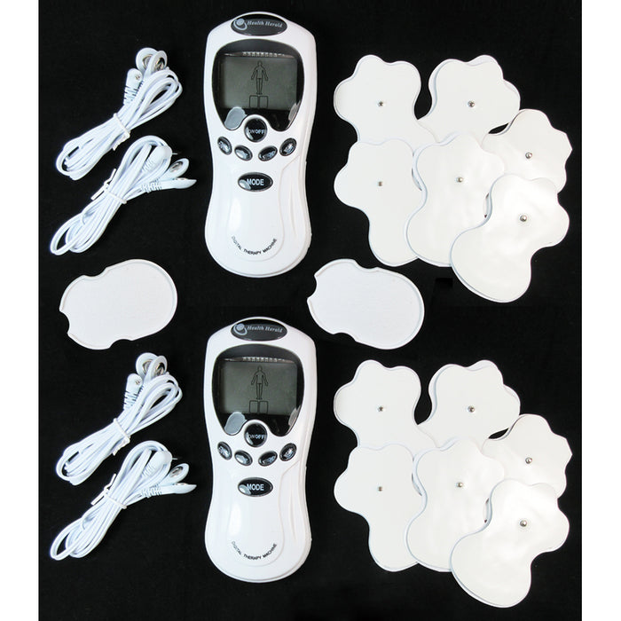 2 Mini Electric Tens Unit Digital Massager Pulse Therapy Machine Kit Pain Relief
