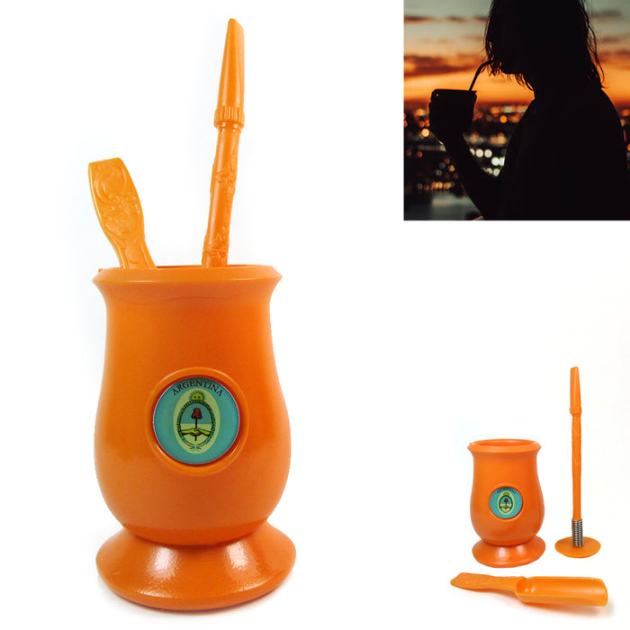 Special kit autoclean from Argentina Mate Gourd Set with Spoon Bombilla Straw and Yerba Remover Gift Kit 941