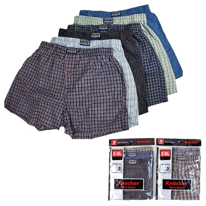 6 Mens Plaid Boxer Shorts Lot Underwear Pack Size  2XL 46-48 Comfort Waistband