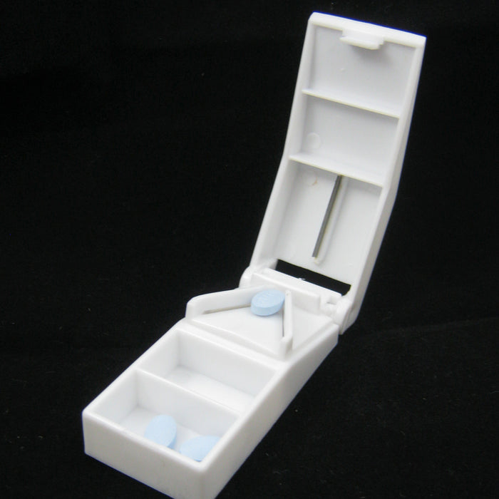 2 Pc Pill Splitter Cutter Tablet Medicine Box Vitamin Storage 2 Compartment Case