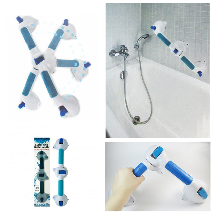 2X Bath Shower Grip Handle Bathroom Suction Grab Bar Safety Cup Rail Tub Support