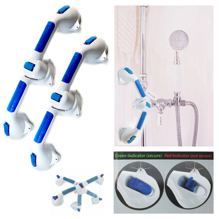 2X Bath Shower Grip Handle Bathroom Suction Grab Bar Safety Cup Rail Tub Support