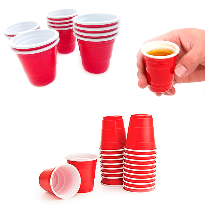 60 Red Cups 2oz Mini Plastic Hard Glasses Jelly Shot Disposable Party