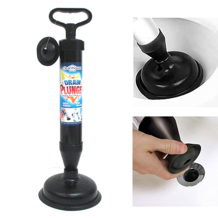 Hand Powered Drain Plunger Buster Powerful Suction Plunger Bath Toilet Air Pump