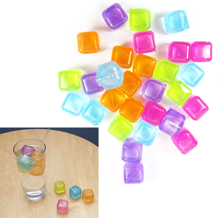 30 Kikkerland Reusable Ice Cubes Square Plastic Cooling Drinks Pure Water Colors