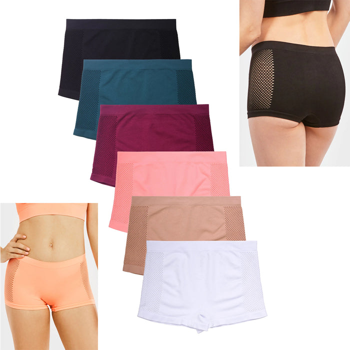 6 Pack Seamless Boyshorts Womens Underwear Lot Booty Panties Boxer Brief Spandex