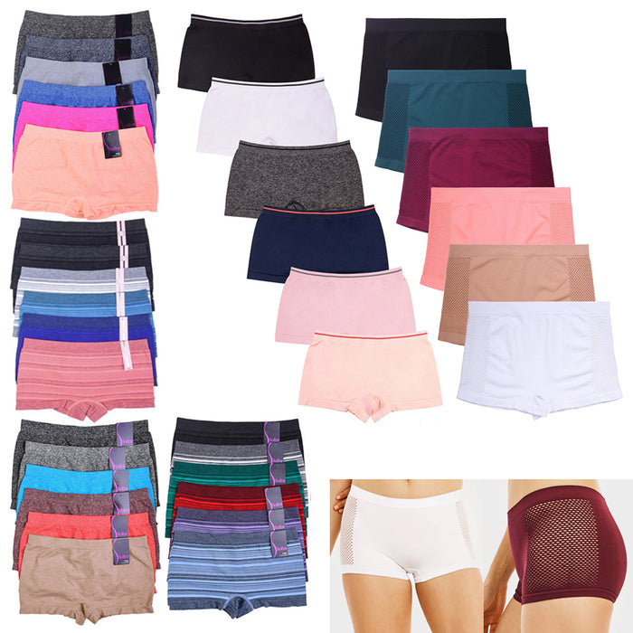 6 Pack Seamless Boyshorts Womens Underwear Lot Booty Panties Boxer Brief Spandex