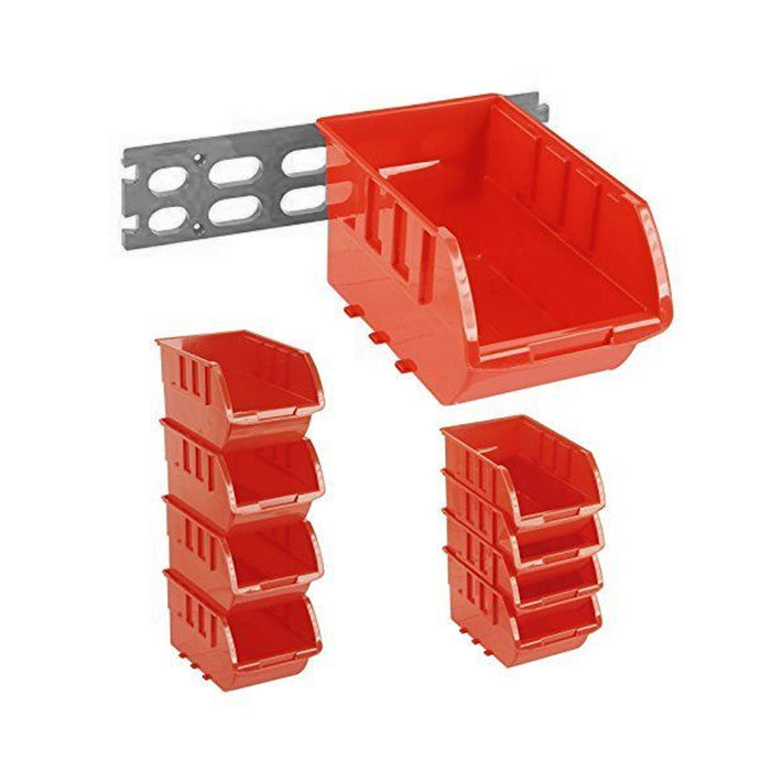 8 Stackable Storage Bins Plastic Small Container Organizer Parts Tray Wall Mount