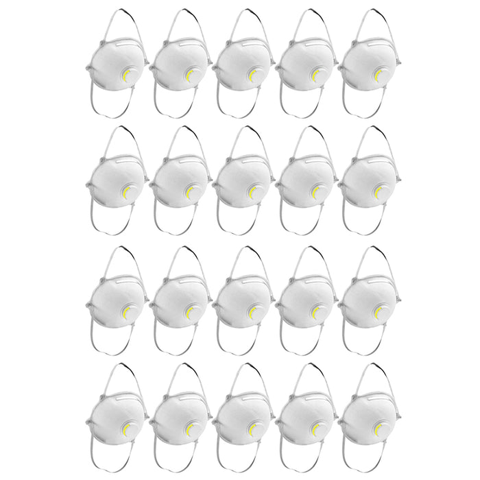 20 Pack Respirator Face Masks Exhalation Valve Anti Dust Mask Mouth Cover Filter