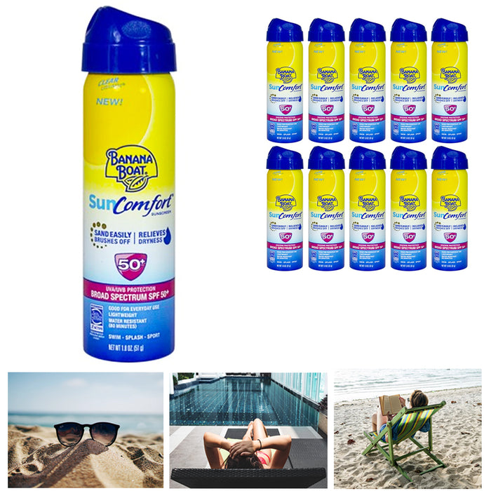 10 Banana Boat SunComfort SPF 50+ 1.8oz UV Protection Sun Care Swim Splash Sport