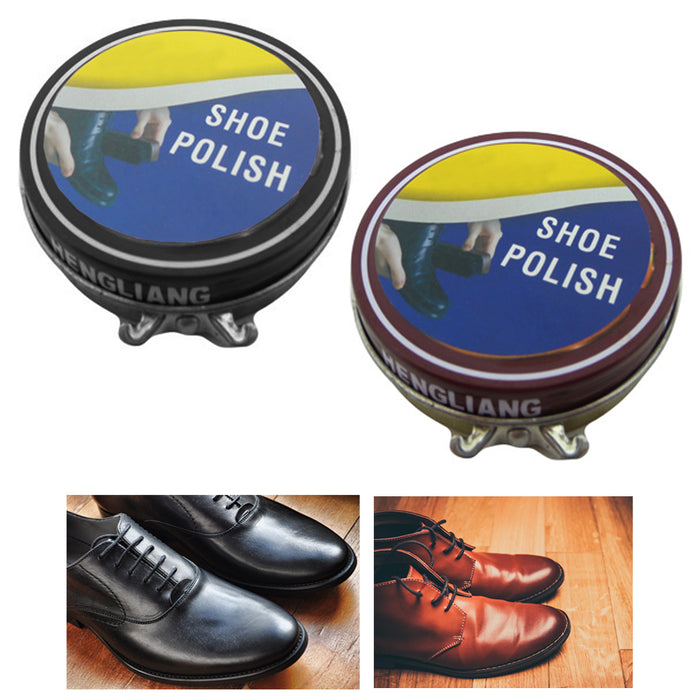 4X Leather Shoe Wax Polish Cream Shine Brush Applicator Kit Set Care Brown Black
