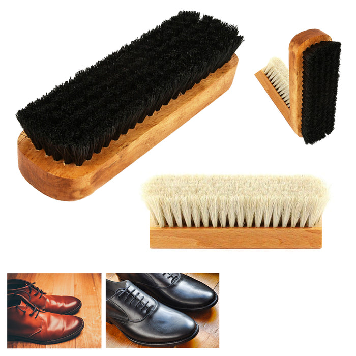 4X Wood Brush Shoe Shine Polish Applicator Buffing Boot Purse Care Clean Wax New