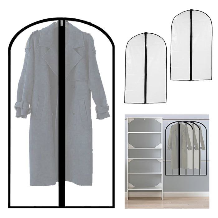 3 Pack Travel Garment Bag Suit Dress Storage 35" Clear Cover Zipper Coat Carrier