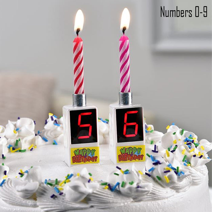 2Pk Musical Happy Birthday Candle Cake Topper Digital Number 0-9 Home Gift Party