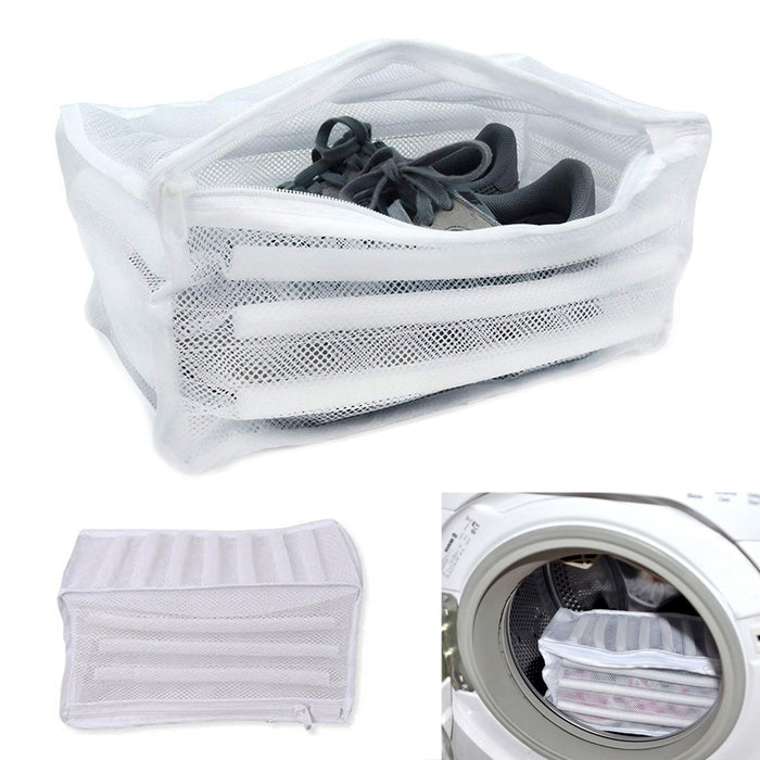 Laundry Mesh Wash Bag Net Washing Sneaker Shoe Zipper Pouch Cleaning Dry Storage