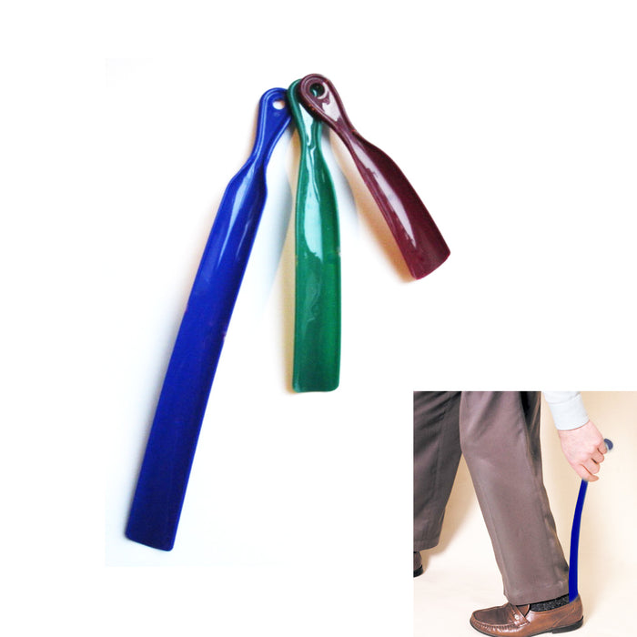 3 Pack Durable Plastic Long Handle Mens Shoe Horn Assorted Sizes 15" 10" 7" New