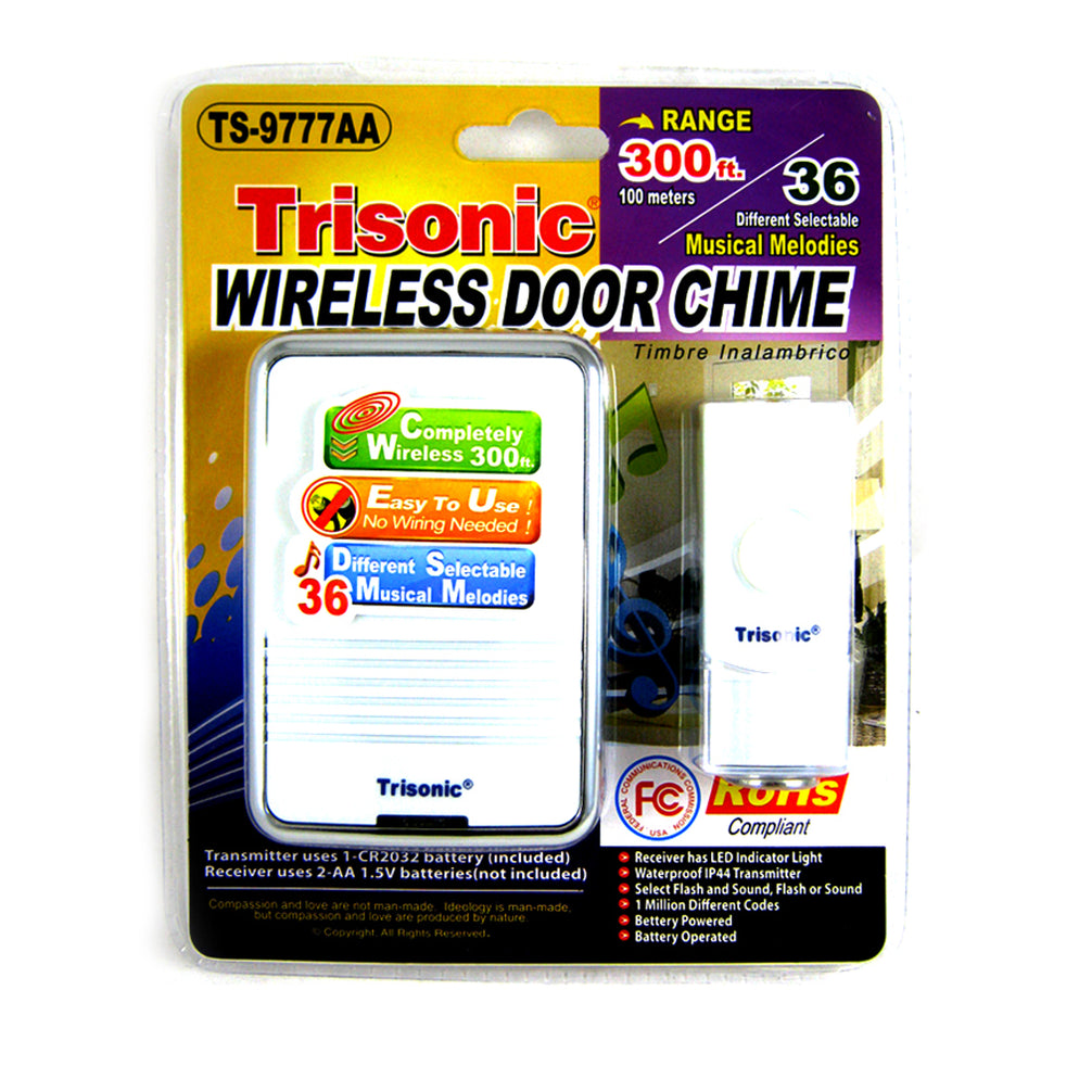 Wireless Door Bell Chime Battery Operated Powered 36 Musical Melodies