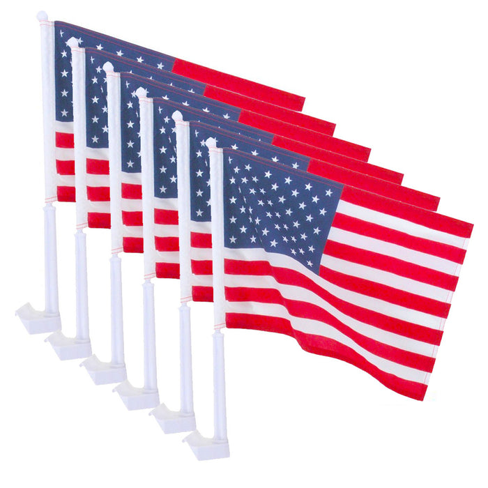 6PCS United States American Flag Patriotic Car Window Clip on USA Flag 19" x 12"
