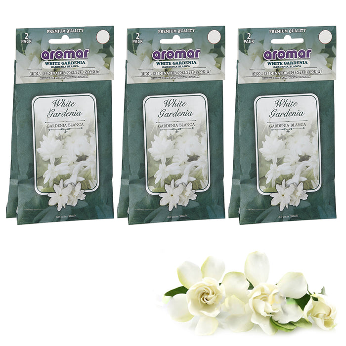 6 White Gardenia Scented Aroma Sachet Drawer Bag Air Freshener Fresh Scent Pouch