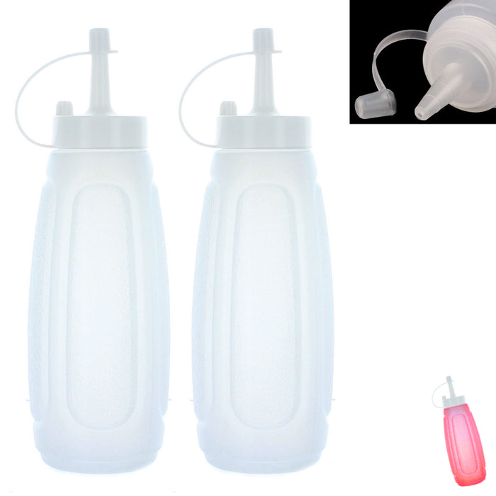 2 Pack Squeeze Bottles Kitchen Condiments Ketchup Mustard Oil Salt BBQ Dispenser