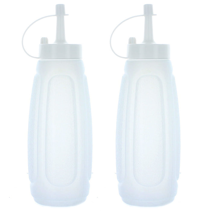 2 Pack Squeeze Bottles Kitchen Condiments Ketchup Mustard Oil Salt BBQ Dispenser