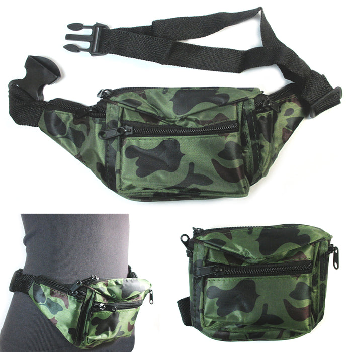 12 Camo Fanny Pack Travel Utility Bag Waist Pouch Belt Adjustable 4 Pocket Sport