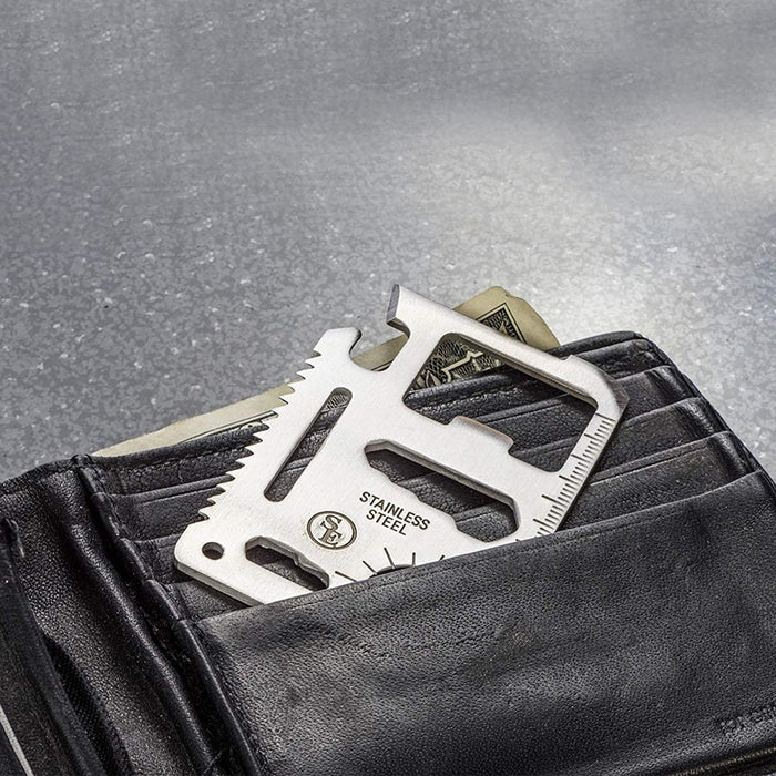 11 in 1 Survival Tool Credit Card Folding Knife Wallet Pocket Razor Beer Opener