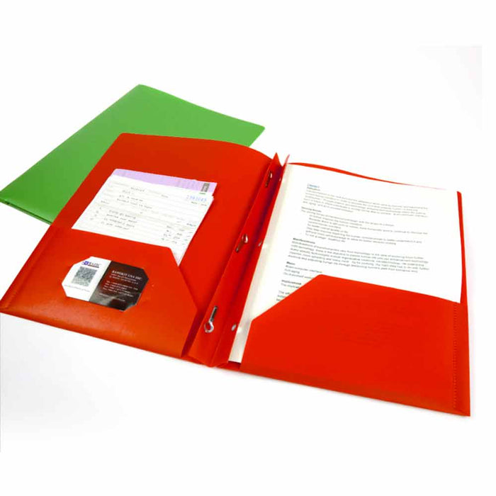 96 PC Lot Heavy Duty Poly Folders with Pockets 3 Prongs School Binder Multicolor