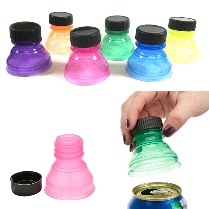 6 Pack Soda Can Savers Reusable Pop Drink Covers Lid Protector Spill Free Bottle