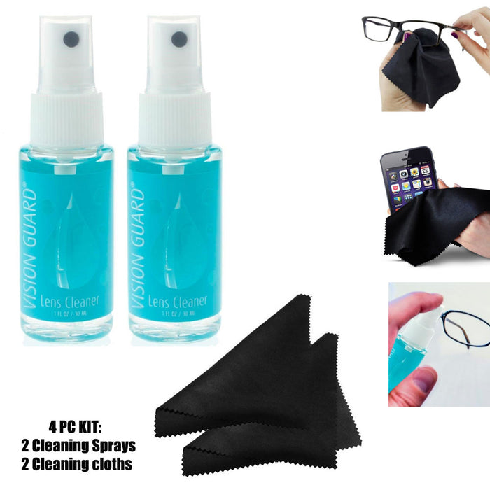 4 PC Eyeglass Lens Cleaner Spray Kit Glasses Cleaning Cloths Cell Phone Screen