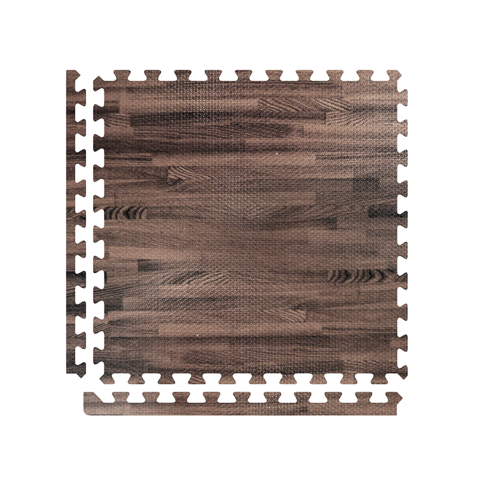 96 Sq Ft Dark Wood Grain Eva Mats Foam Interlocking Flooring Gym Exerc