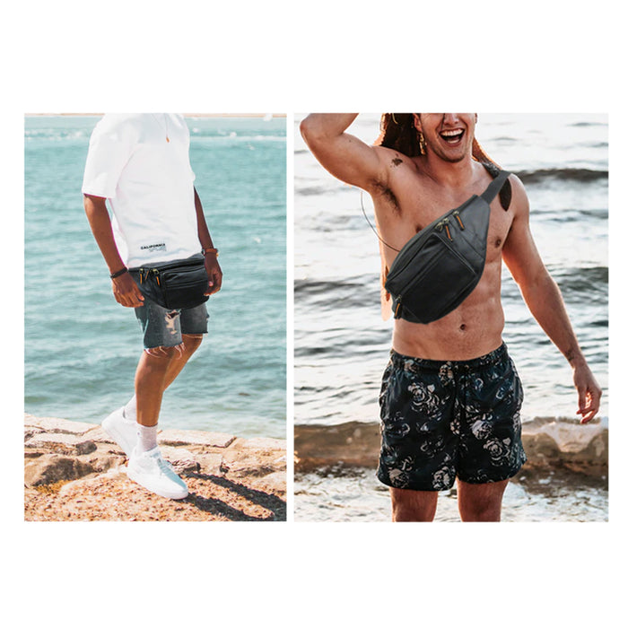 Mens Genuine Leather Large Waist Belt Bag Organizer Womens Fanny Pack Hip Pouch