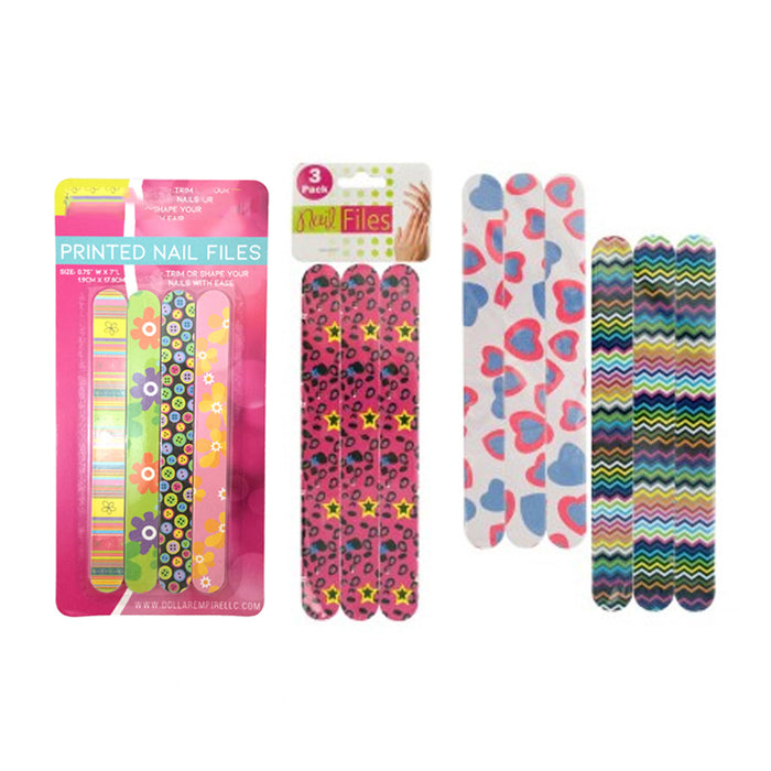 6 Double Sided Nail File Emery Board Manicure Pedicure Gift Set Lot Design New