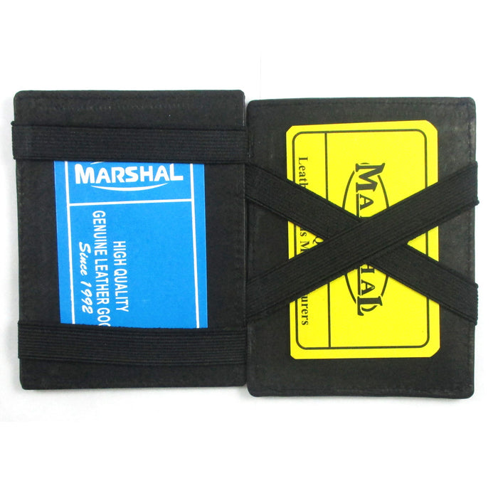 Mens Genuine Leather Magic Flip Wallet Credit Card ID Holder Money Clip Black