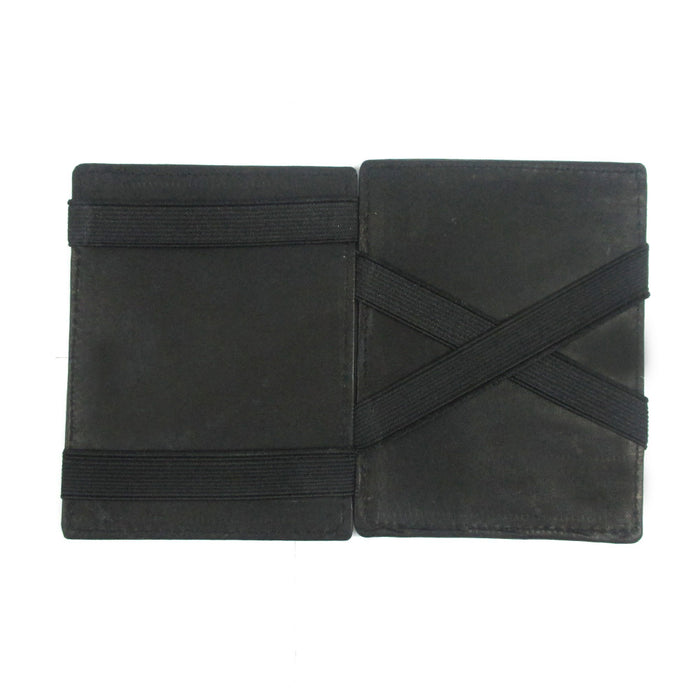 Mens Genuine Leather Magic Flip Wallet Credit Card ID Holder Money Clip Black