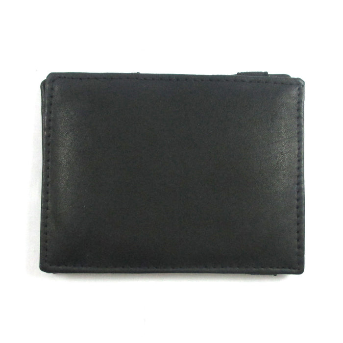 Mens Genuine Leather Magic Flip Wallet Credit Card ID Holder Money Clip Black