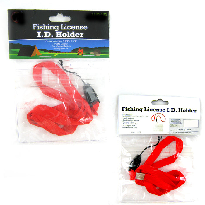 1 New Fishing License Id Holder Plastic Card Badge 32 Lanyard