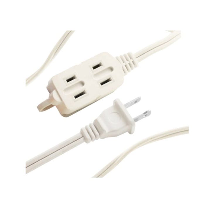 12 FT 3 Outlet Indoor Wall AC Extension Cord Cable Safety Switch White UL Listed