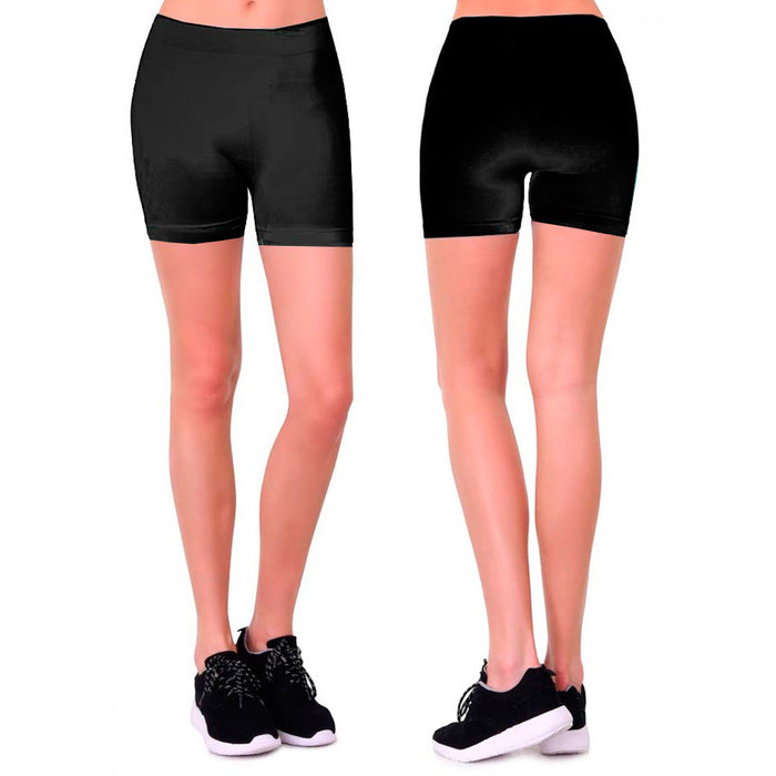 Womens Stretch Casual Shorts Biker Exercise Yoga Workout Seamless One Size Black