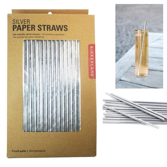 Silver Paper Straws New Design Holidays Box Birthday Party Fancy Supplies x144