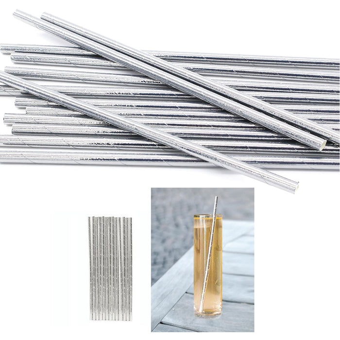 Silver Paper Straws New Design Holidays Box Birthday Party Fancy Supplies x144