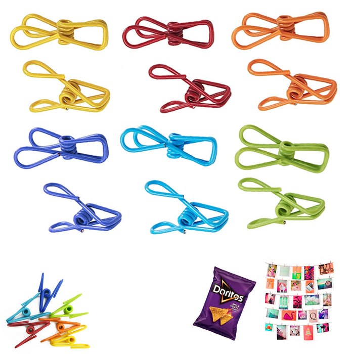 24X Multi Purpose Clips Colored Kitchen Metal Food Sealing Bag Snack Chip Holder