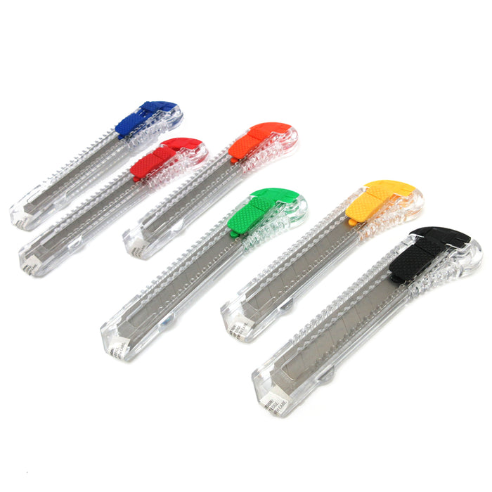 5 Pack Retractable Utility Knife Box Cutter Snap Off Lock Razor Blade Tool Craft