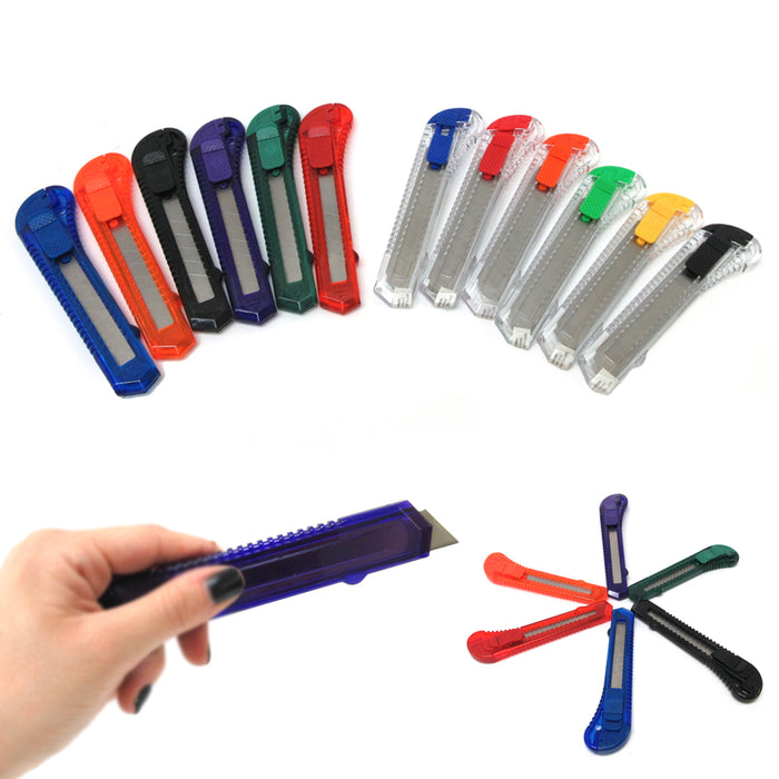 5 Pack Retractable Utility Knife Box Cutter Snap Off Lock Razor Blade Tool Craft
